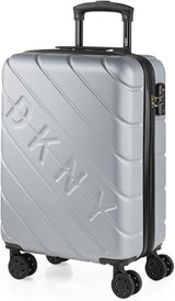 DKNY - Valiză mare cu 4 roți valiză mare ușoară - Valiză de călătorie cu roți mare. Valiză de călătorie mare pentru avioane Valiză hard shell cu închidere certificată - Valiză troler mare, argintie Bagaje și echipament de călătorie Naty Shop argint S