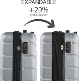 DKNY - Valiză mare cu 4 roți valiză mare ușoară - Valiză de călătorie cu roți mare. Valiză de călătorie mare pentru avioane Valiză hard shell cu închidere certificată - Valiză troler mare, argintie Bagaje și echipament de călătorie Naty Shop