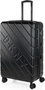 DKNY - Valiză mare cu 4 roți valiză mare ușoară - Valiză de călătorie cu roți mare. Valiză de călătorie mare pentru avioane Valiză hard shell cu închidere certificată - Valiză troler mare, argintie Bagaje și echipament de călătorie Naty Shop Negru L
