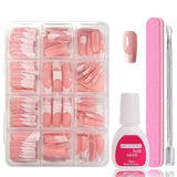 240 Stück Falsche Nägel Tips Set - Französisch Falsche Nägel Zum Aufkleben - Künstliche Nägel Medium Quadrat Ballerina Nail Art Manicure Fake Nails Für Damen Und Frauen (French Medium Ballerina)
