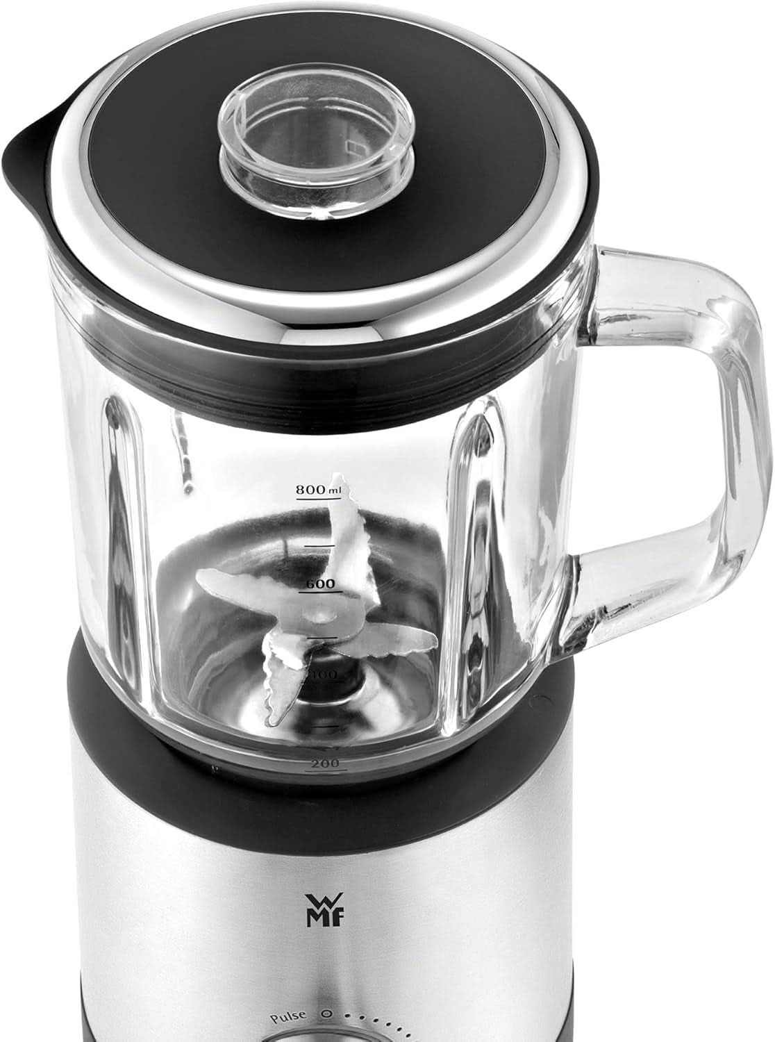 WMF Küchenminis Kompaktmixer, Mini Standmixer, 400 Watt, Standmixer Klein, Glasbehälter 0,8 L, Pulsstufe, Cromargan Matt Bucatarie Naty Shop