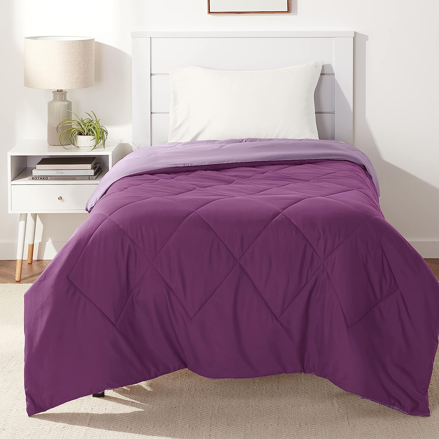 Amazon Basics cuvertură din microfibră, poate fi utilizată pe ambele părți, 220 X 240 Cm, gri / negru Plapumi si pilote Naty Shop Prună/violet deschis 160X229 Cm