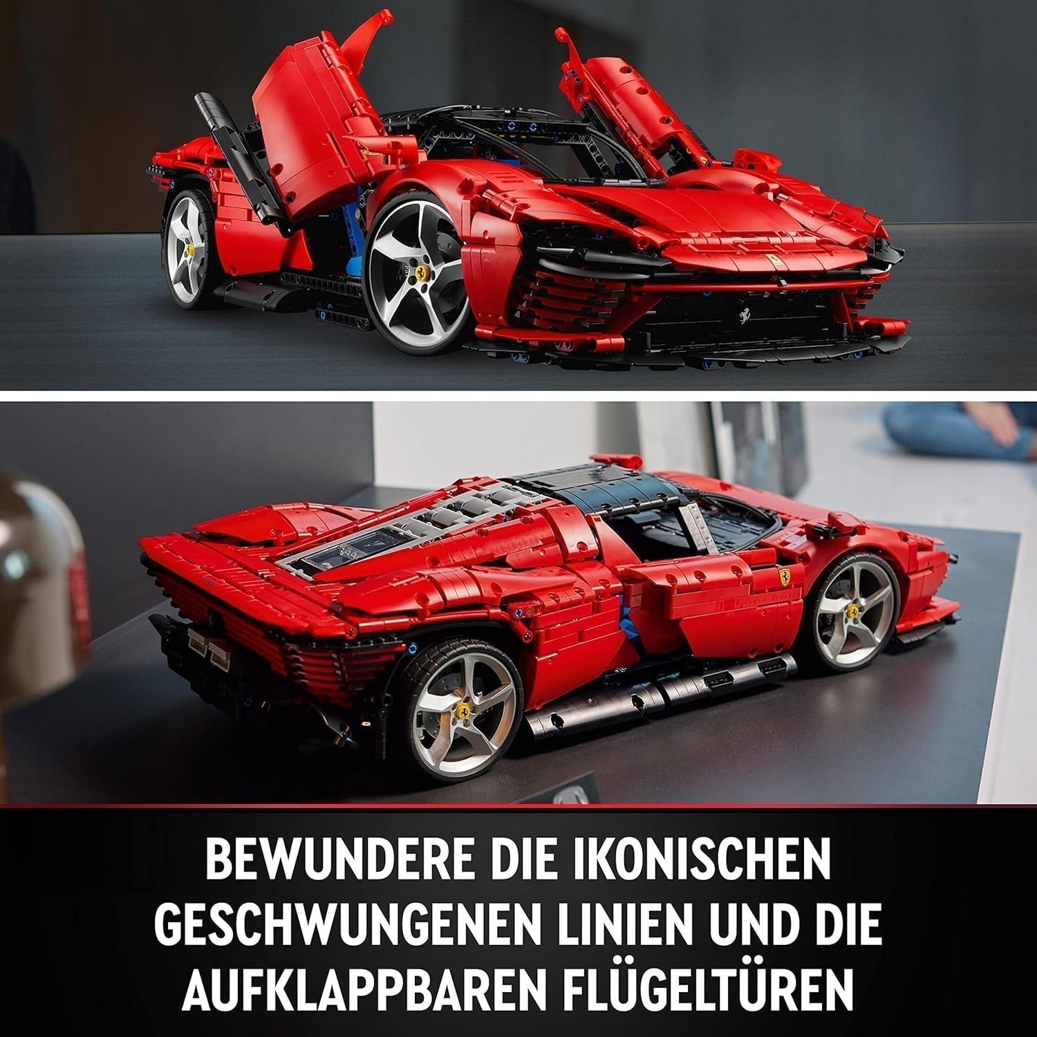 Kit machetă LEGO Technic Ferrari Daytona SP3 la scara 1:8, Mașină super sport roșie, Obiect de colecție machetă de mașină extinsă, Ultimate Car Concept 42143 Seturi de constructie Besuche den LEGO-Store