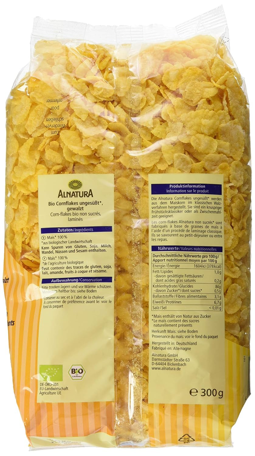 Fulgi de porumb organici neîndulciți, 300g