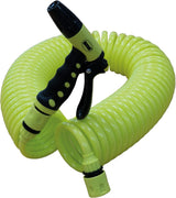 Amig - Furtun | Spiral | 15 m | Include 4 accesorii | Cu pistol de udare, adaptor pentru robinet și 2 cuplaje rapide | Cauciuc EVA | Verde fistic