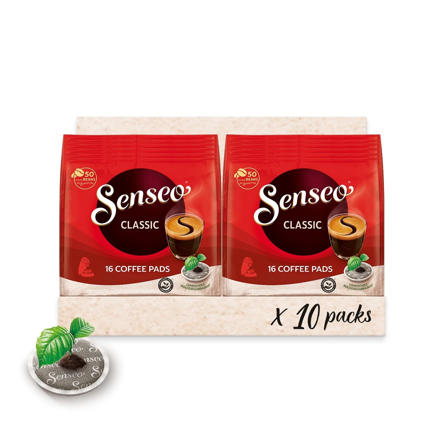 Pads Classic, 10 x 16 Getränke, 160 Kaffee Pods, inklusive  Pad Dose