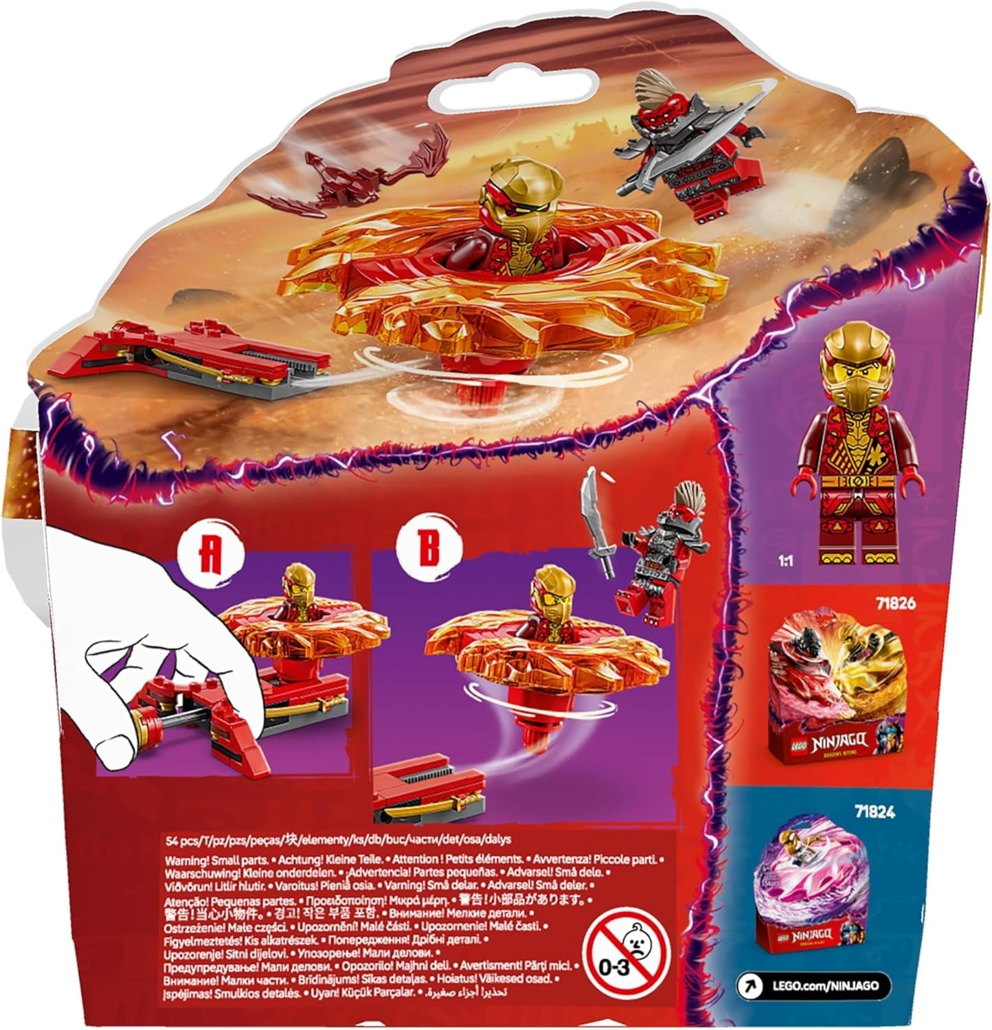 LEGO NINJAGO Kai's Dragon Spinjitzu Spinner - Jucărie Ninja de acțiune cu 2 minifigurine - Set de joacă mic pentru copii - Idee de cadou pentru băieți și fete de la 6 ani 71823 Seturi de constructie Besuche den LEGO-Store
