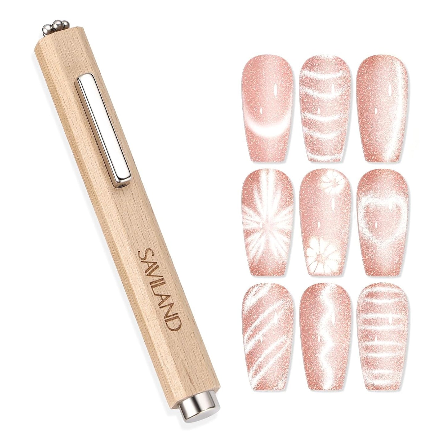 SAVILAND 4X Hochfester Cat Eye Magnet Für Nagel: 3-In-1 Nagel Magnet Rund Lange Streifenperle N35 Neodym Ultra Starker Magnet Für Nagellack Präzise 3S Formung Cat Eye Gel Nagellack Magnet Magnetstift
