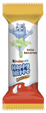 Kinder Happy Hippo Hazelnut – Specialitate crocantă de napolitane cu lapte și cremă de alune – Dulciuri pentru Carnaval și Mardi Gras – 1 pachet conținând 5 batoane individuale a câte 20,7 g fiecare