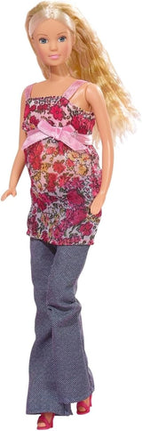 Simba 105734000 - Steffi Love Welcome Baby, păpușă însărcinată cu bebeluș în burtică, accesorii, păpușă la modă, 29 cm, pentru copii cu vârsta de 3 ani și peste