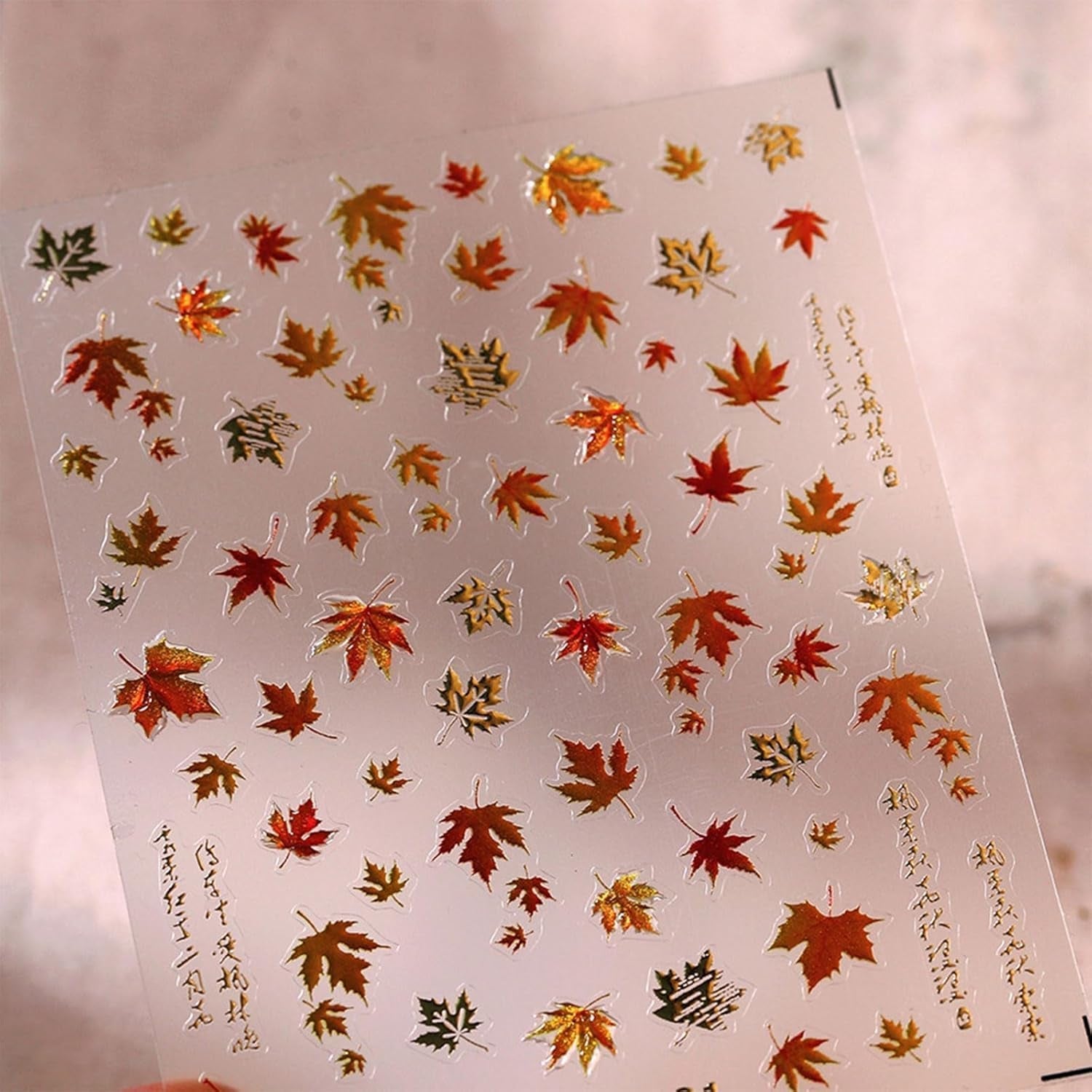 JMEOWIO 3D Nagelsticker Herbst Nail Art Sticker Selbstklebend Nagelaufkleber 5D Stereoskopisch Ahornblatt Erntedankfest Dekoration Nageldesign Zubehör 1 Blatt