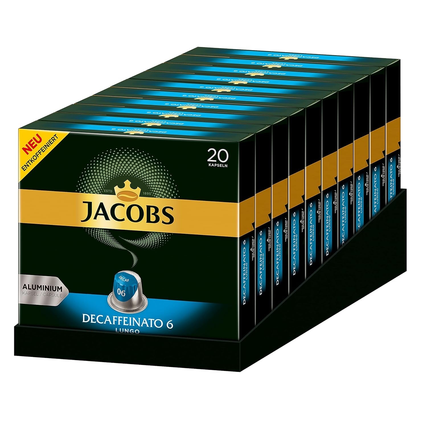 Kaffeekapseln Espresso Intenso, Intensität 10 von 12, 10 x 20 Getränke & Kaffeekapseln Lungo Decaffeinato- Intensität 6- 200 Nespresso kompatible Kapseln, 10er Pack, 10 x 20 Getränke