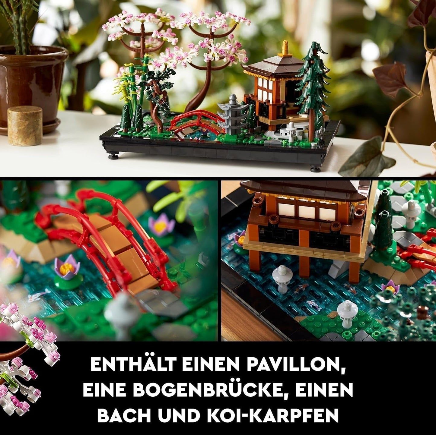 Lego Icons Garden Of Silence - Set de grădină botanică Zen pentru adulți cu flori de lotus - Decorațiune de birou personalizabilă inspirată de Japonia - Cadou pentru femei și bărbați 10315 Seturi de constructie Besuche den LEGO-Store