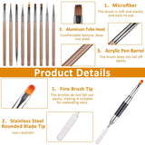 10 Stück Nailart Pinsel Set, Braun Nail Art Brushes Nailart Design Pinsel Nageldesign Pinselfür Gelnägelfür Heimwerker Maniküre Salon Zuhause Nailpinsel Set