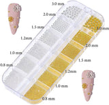 GZMAYUEN Nailart Perlen Micro Kaviar Für Nägel, 0.3-3Mm Goldene Silber Mini Kaviar Strasssteine, Weiß Beige Mini Nägel Perlen Mikroperlen Dekor Für Nägel