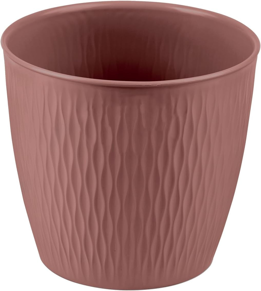 Set de 5 ghivece maro, diametru 16 cm – Ghivece robuste din plastic – Jardinieră decorativă cu opțiune de drenaj – Ghiveci elegant pentru interior și exterior