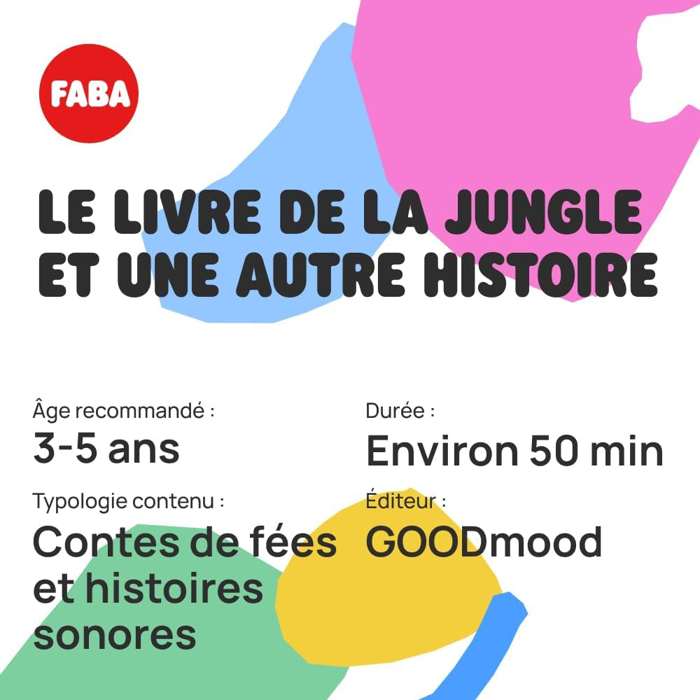Figura cu sunet, Cartea Junglei și o altă poveste... - Versiune franceză - Copii 4-6+ - Basme și povești sonore - Jucării, conținut educațional Jucarii Bebe Naty Shop
