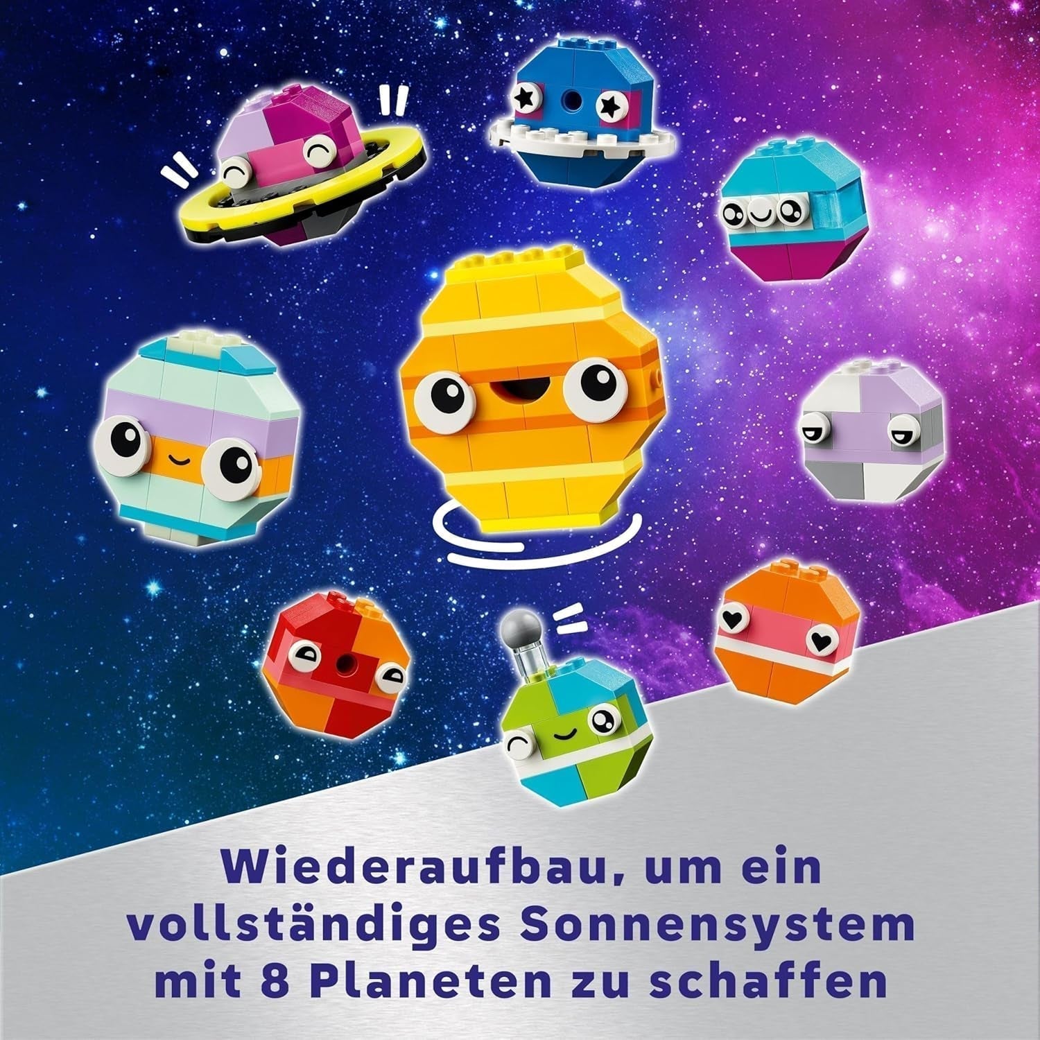 LEGO Classic Creative Space Planets, model construibil al sistemului solar pentru copii, jucărie spațială cu rachetă, navă spațială, planete și extratereștri, cadou pentru copii, băieți și fete de la 5 ani 11037 Seturi de constructie Besuche den LEGO-Store
