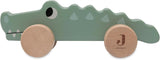 Jollein 112-001-67090 Jucărie din lemn pe roți, verde Jucarii Bebe Naty Shop Croco