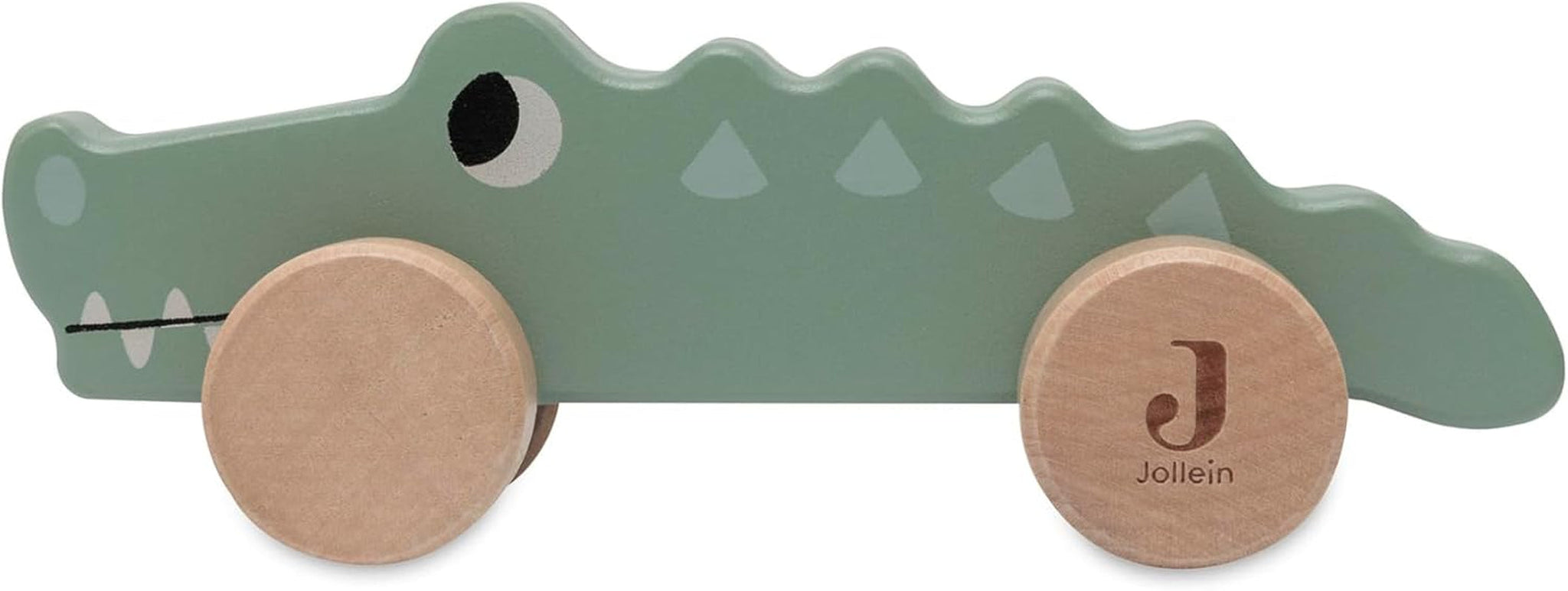 Jollein 112-001-67090 Jucărie din lemn pe roți, verde Jucarii Bebe Naty Shop Croco