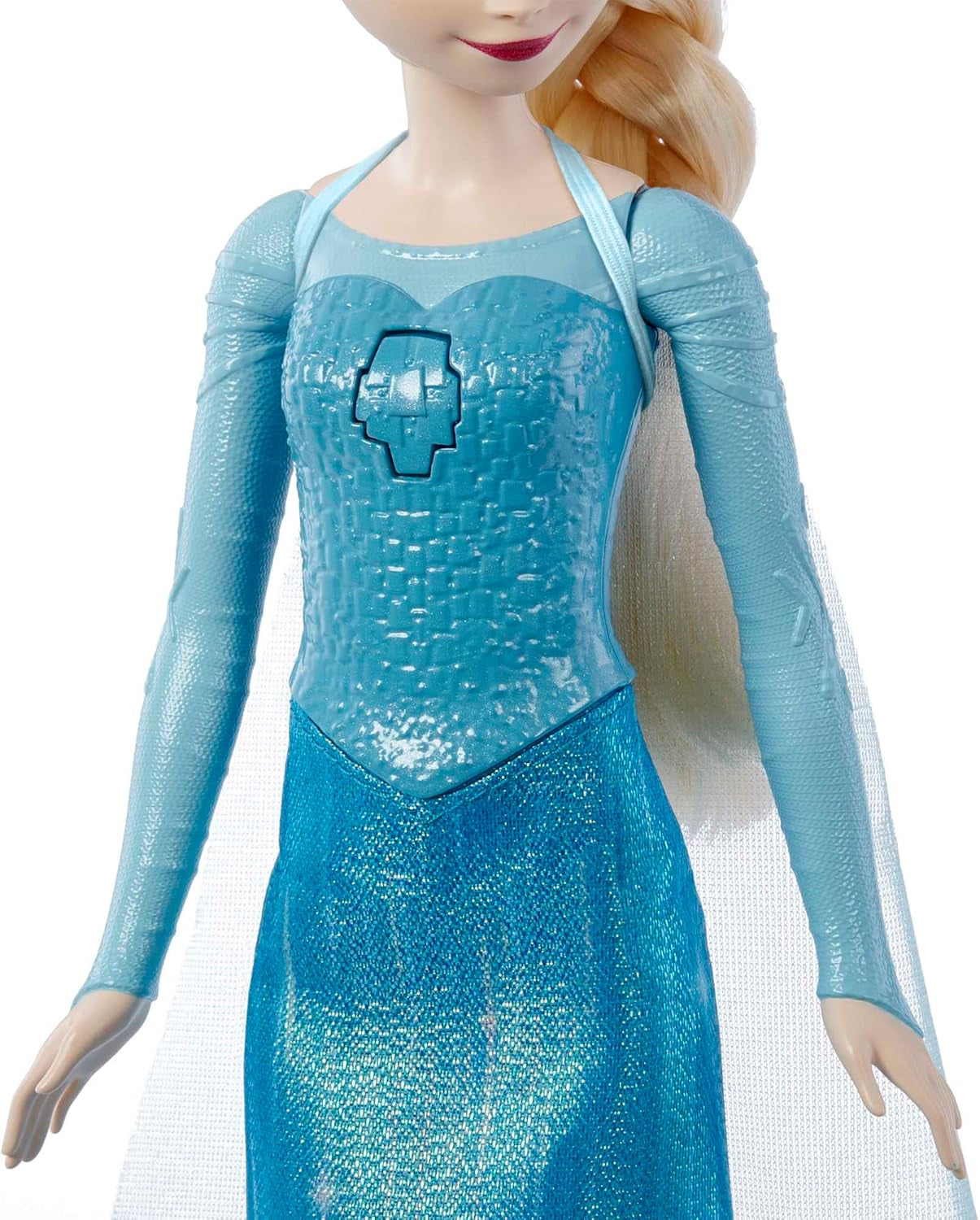 Jucării Mattel din Disney Frozen Păpușa Elsa cântătoare în ținută emblematică, cântă „Let It Go” din filmul Disney în engleză, franceză, germană, italiană, JDL58