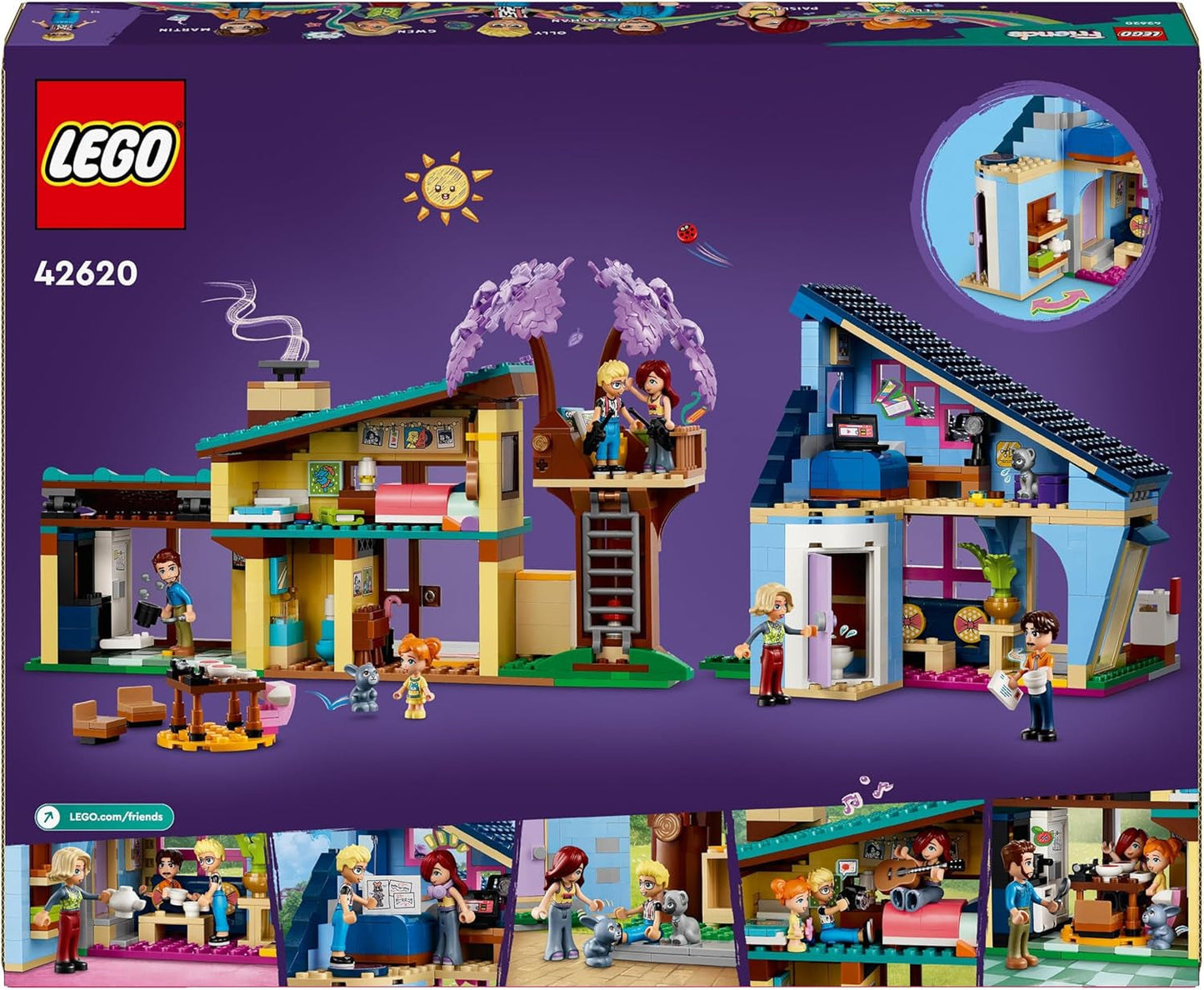 Casă de familie LEGO Friends Olly și Paisley, casă de păpuși cu figurine și accesorii, set cu casă cu două etaje și casă în copac, cadou creativ pentru fete și băieți cu vârsta de peste 7 ani 42620 Seturi de constructie Besuche den LEGO-Store