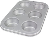 CSB108 Formă pentru brioșe din oțel carbon cu 6 găuri antiaderentă, oțel inoxidabil, argintiu, 28,9 X 17,7 X 3,1 cm Matrite si tavi pentru copt Naty Shop