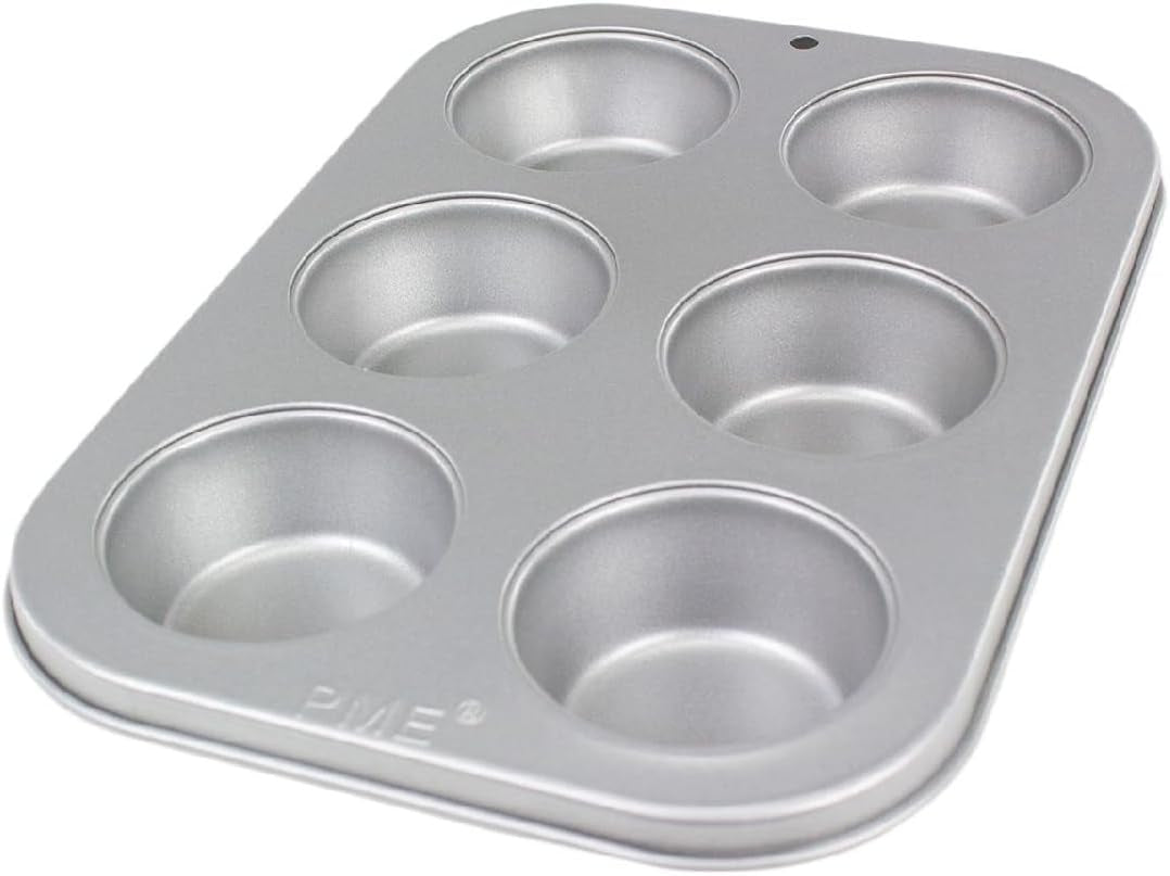 CSB108 Formă pentru brioșe din oțel carbon cu 6 găuri antiaderentă, oțel inoxidabil, argintiu, 28,9 X 17,7 X 3,1 cm Matrite si tavi pentru copt Naty Shop