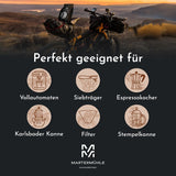 Boabe de espresso Martermühle Bike 500g Strong | Arabica/Robusta | Arome: Nuci de macadamia, ciocolată cu lapte | Boabe de espresso întregi prăjite ușor, aciditate scăzută