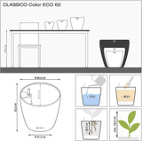 Jardinieră LECHUZA Classico Color ECO 60 Gri Închis | Jardinieră cu sistem de udare și indicator al nivelului apei | Fabricată din plastic 100% reciclat | Finisaj mat | Ø 60 x 55,5 cm | 18955