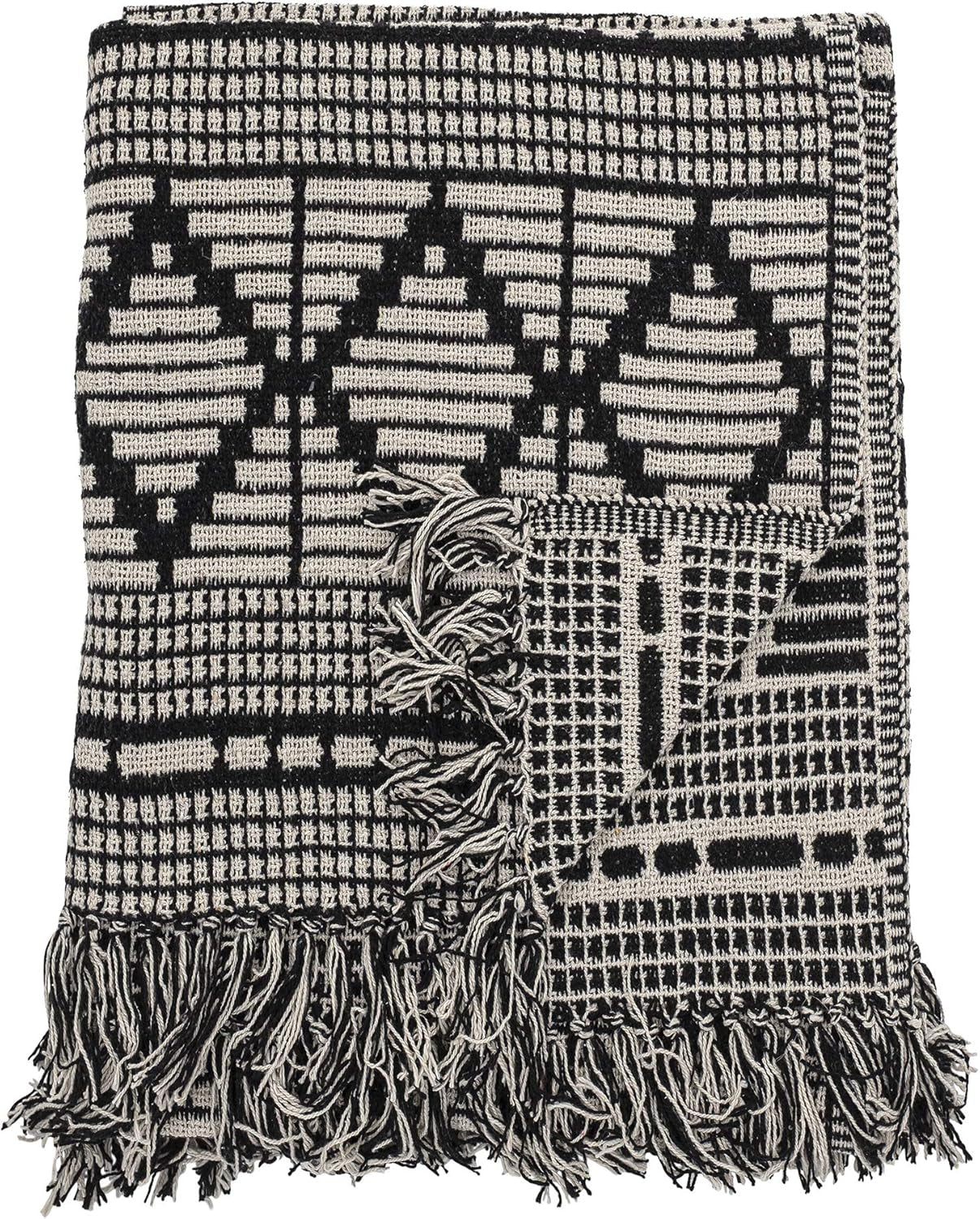 Cuvertură de pat Bloomingville, negru, bumbac, 160cm Paturi si Cuverturi Bloomingville Negru 160cm