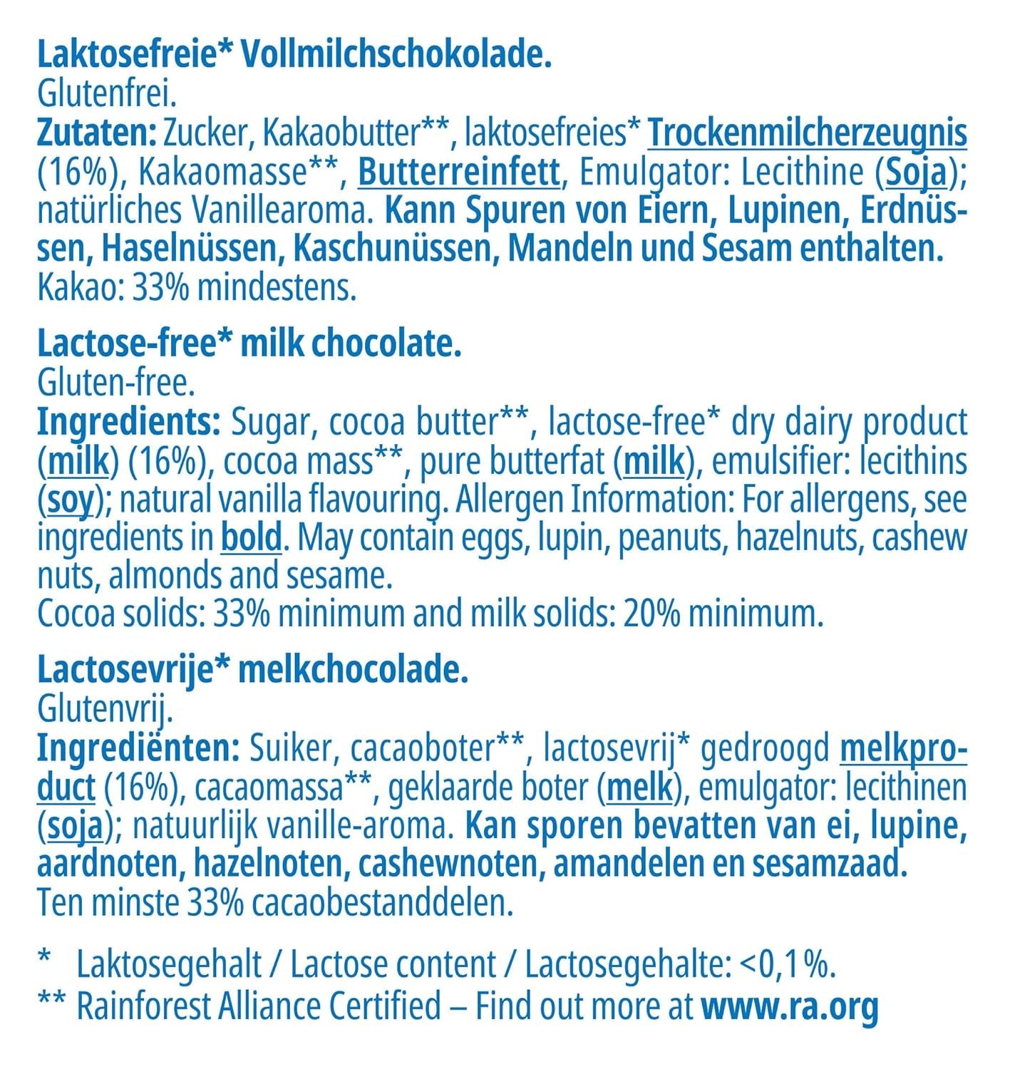 frankonia CHOCOLAT Ciocolată integrală cu lapte fără lactoză și gluten, 100 g