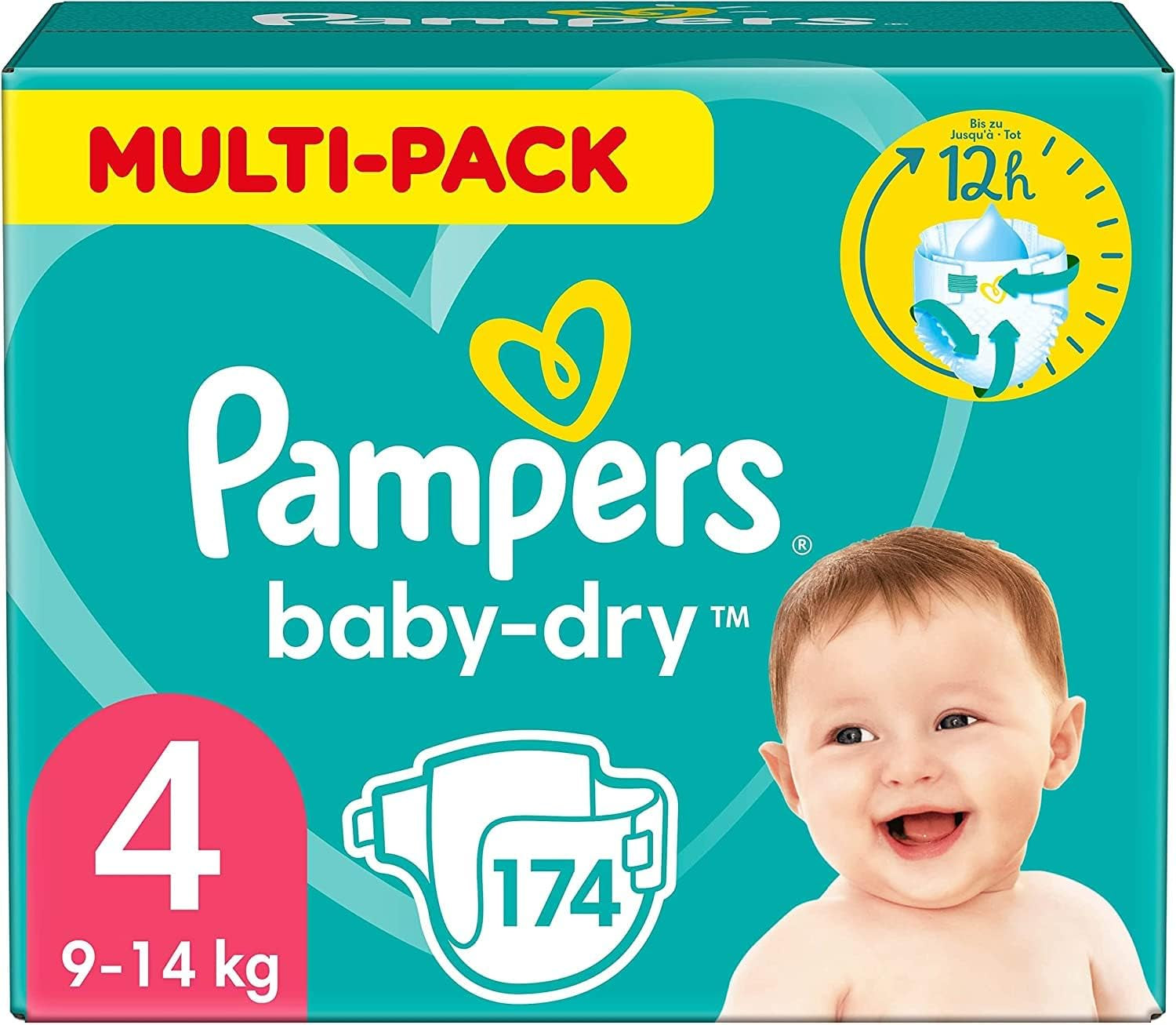 Scutece Pampers Baby-Dry mărimea 5, 174 de scutece, 11 kg - 16 kg, protecție împotriva scurgerilor de până la 100% și confort toată noaptea