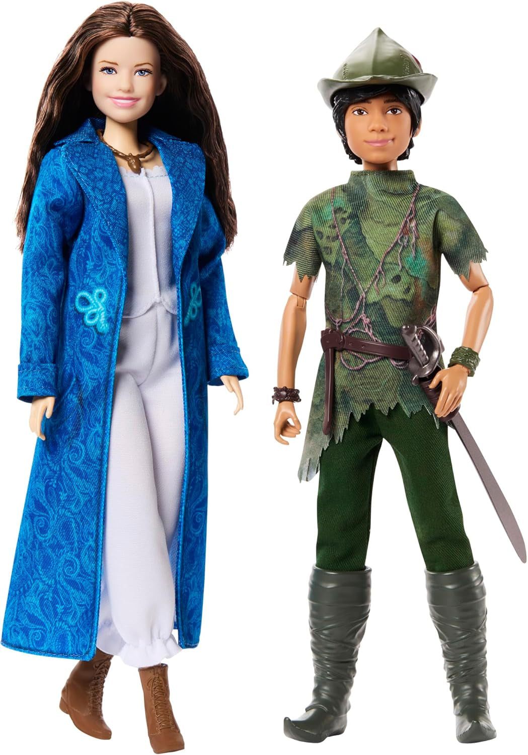 DISNEY Peter Pan și Wendy - figurine poziționabile cu costume tipice și accesorii detașabile, pantaloni din material moale, pentru reconstituirea scenelor preferate sau joacă creativă, pentru copii cu vârsta de 3 ani și peste, HNY36