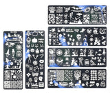 JMEOWIO Nagel Stamping Schablone Halloween 6 Stück Nagelstempel Schablone Nail Art Dekoration Nageldesign Zubehör Böse Gruselige Kürbis-Geisterhexe