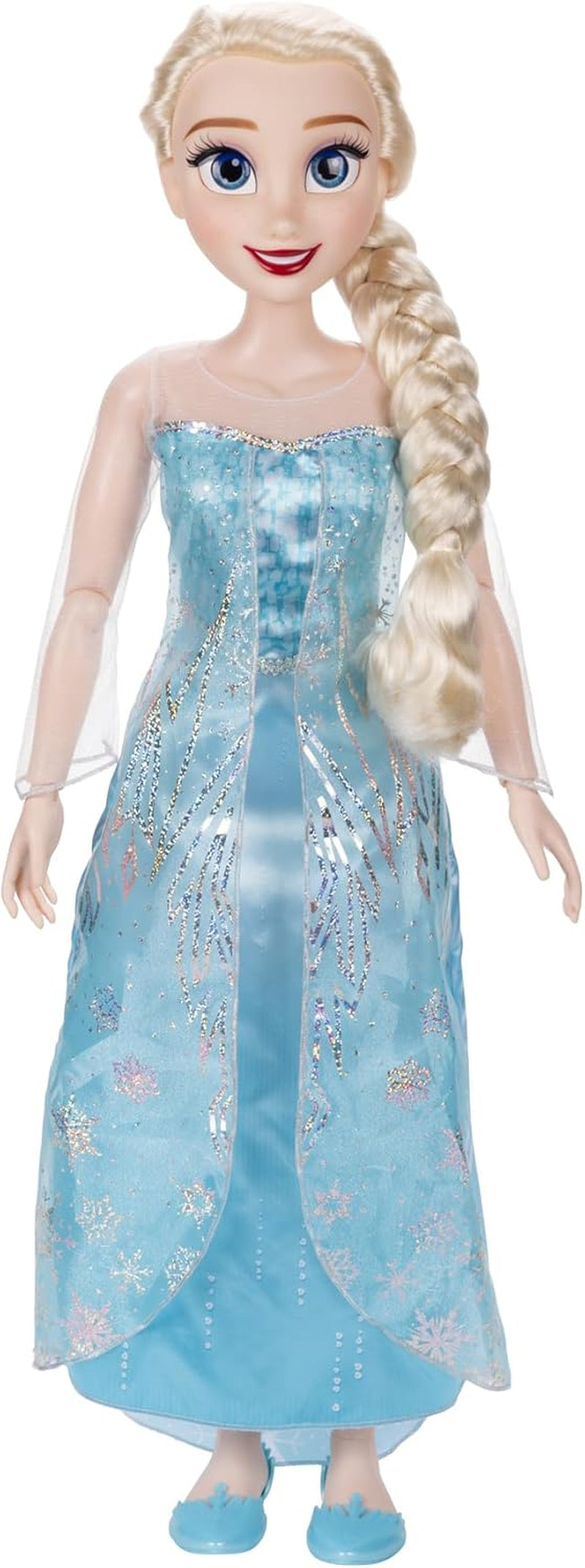 Păpușa uriașă Disney Frozen Playdate Elsa, 80 cm, de Jakks Pacific, păpușă complet articulată cu 11 puncte de articulație, inclusiv perie de păr și accesorii