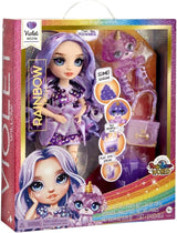 Păpușă Rainbow High Fashion cu Slime și Animal de Companie - Violet (Mov) - Păpușă Sclipitoare de 28 cm cu Slime Sclipitor, Animal de Companie Magic și Accesorii de Modă - Jucărie pentru Copii - Ideală pentru 4-12 Ani