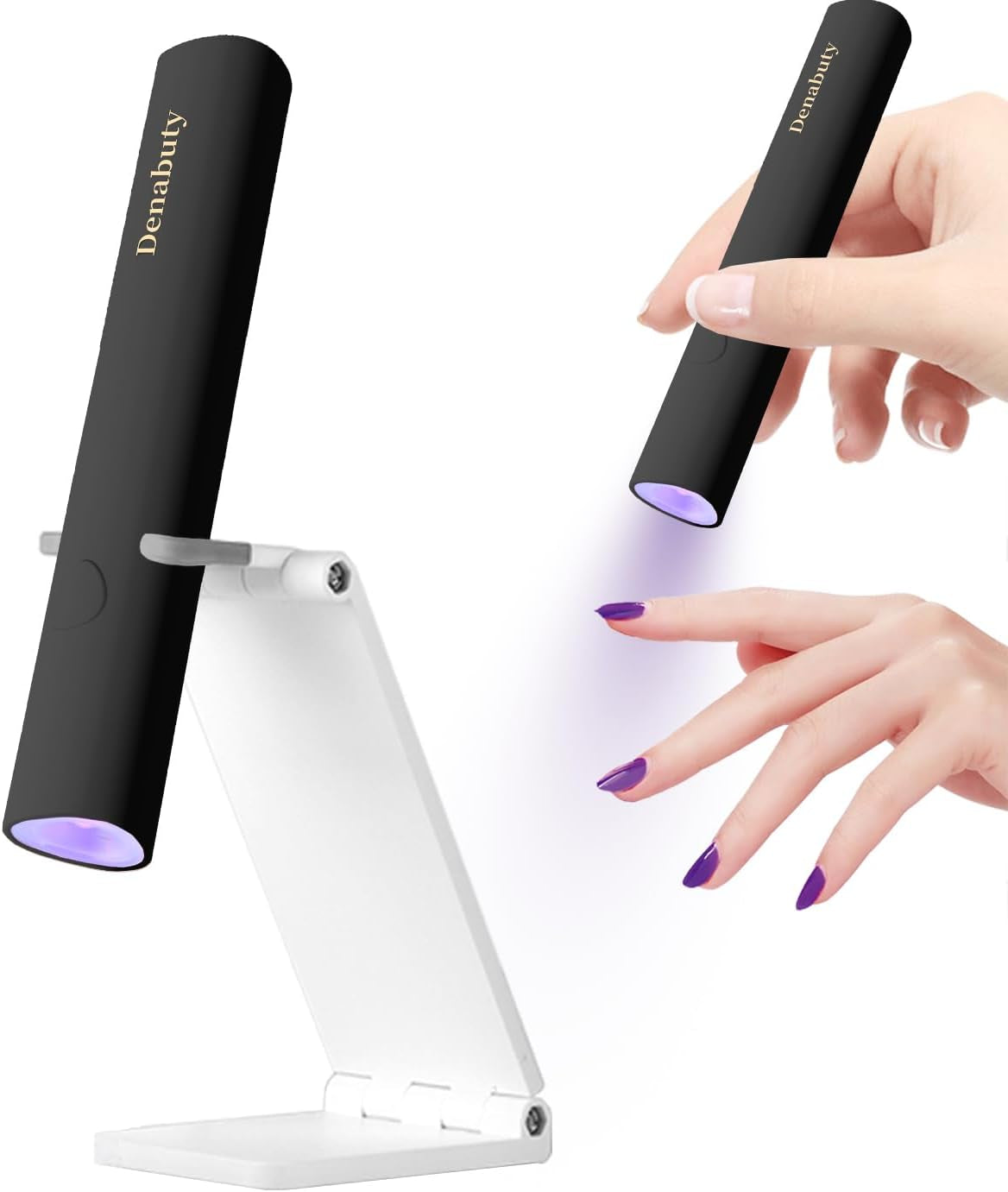 Denabuty UV Lampe Für Gelnägel, Mini U V LED Lampe Für Nägel Wiederaufladbar Mit Ständer Tragbare Kleine UV Nagellampe Für Gel Nagellack, Zum Aushärten Von Nagelkleber & Nail Tips Weiß