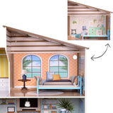 Olivia's Little World, casă de păpuși interactivă din lemn pentru copii, stil mediteranean contemporan, cu 3 etaje, cu 17 accesorii pentru mobilier de păpuși, multicoloră, TD-13551B