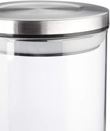 Jar de depozitare Relaxdays set de 3, etanș, capac din oțel inoxidabil, pentru paste, muesli și orez, recipient de bucătărie de 1,5 litri, transparent argintiu, 24 x 9,5 x 9,5 cm, transparent argintiu Cutii depozitare alimente Naty Shop