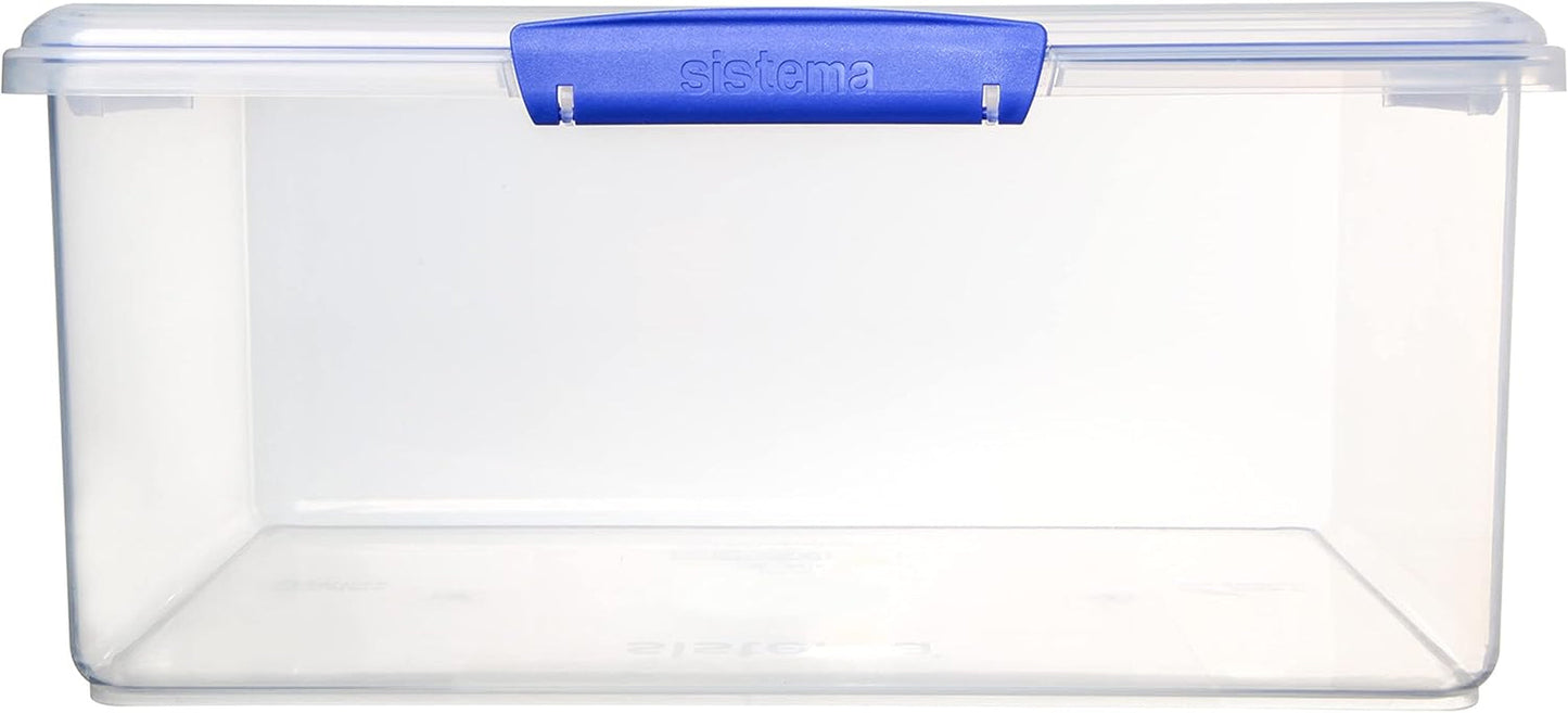 Borcan pentru depozitarea alimentelor Sistema KLIP IT | 9,67 l | borcan de depozitare stivuibil și etanș cu capac, potrivit pentru frigider/congelator | plastic fără BPA | clipsuri albastre | 1 bucată (pachet de 4) Cutii depozitare alimente Naty Shop