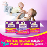 Scutece Pampers Progressi & Fit Prime Midi, format scurt, 162 scutece, mărimea 3 (4-9 kg), abonament online la sală pentru 1 lună cadou
