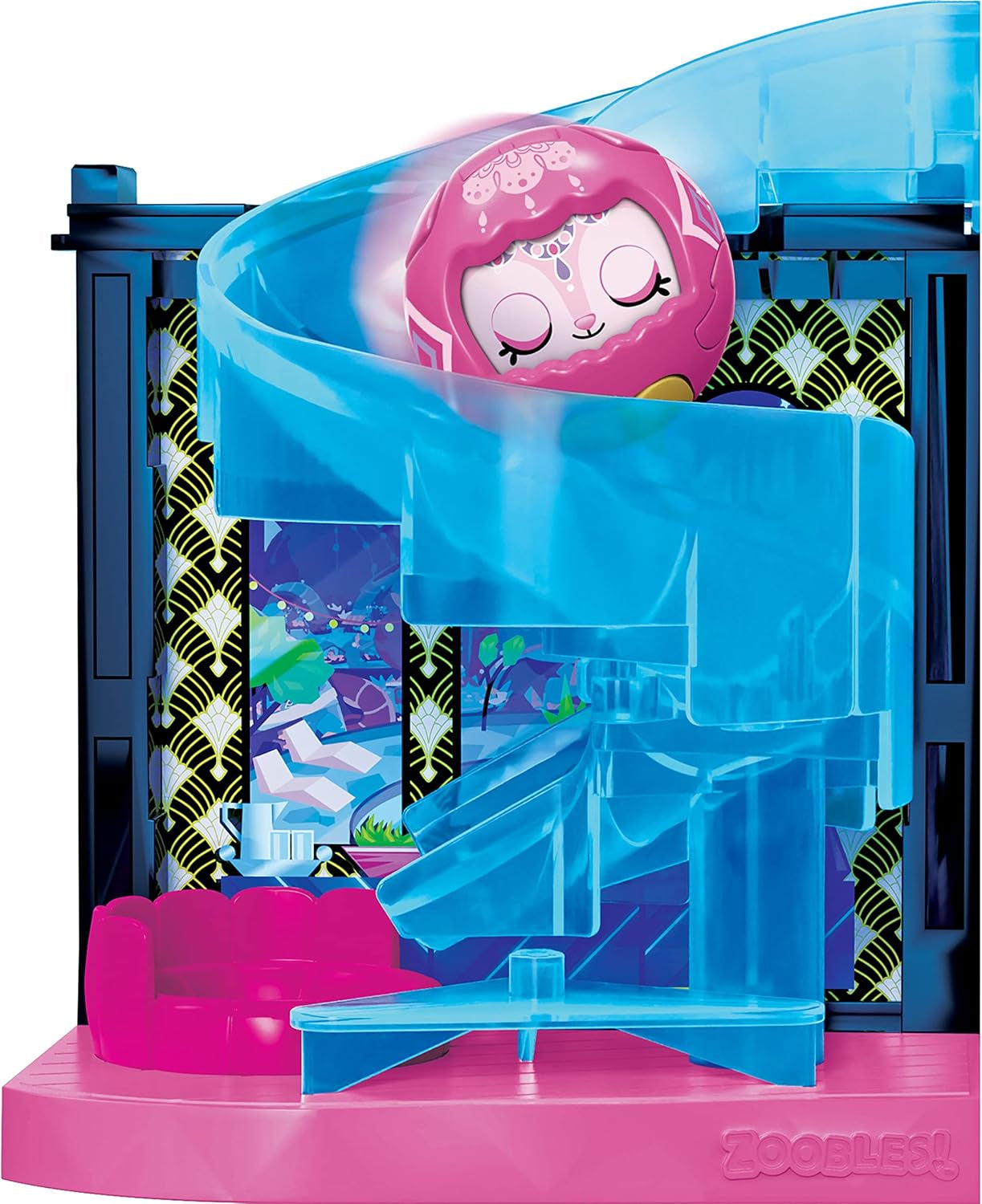 Zoobles Magic Mansion Casă de vis transformabilă cu 6 camere, tobogan și accesorii