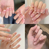 Set 240 de unghii false franceze scurte, unghii artificiale pătrate, unghii de lipit cu lipici, vârfuri de unghii acrilice, unghii false pentru femei, artă unghii DIY