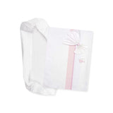 Set de lenjerie de pat Carrycot alb și roz, format din 1 cearșaf cu colțuri, 1 cearșaf de sus cu panglică Aida pentru broderie și 1 față de pernă, 100% bumbac, Made in Italy Plapumi si pilote Naty Shop Roz