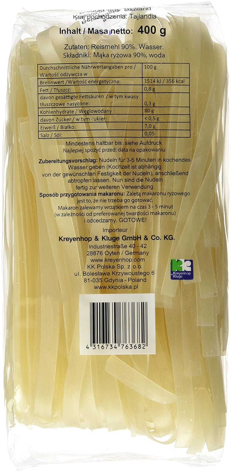 Tăiței de orez – thailandezi, tăiței de orez cu lățimea de 10 mm, preparați din făină de orez – 17 x 400 g