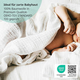 Pătrățele de muselină MAKIAN, pachet de 10, 80x80 cm, certificate Oeko-TEX® Standard 100, 10 cârpe de calitate premium pentru eructații - pătrățele din pânză dublu țesută/pătrățele de muselină, rezistente la fierbere - Alb