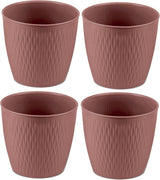 Set de 5 ghivece maro, diametru 16 cm – Ghivece robuste din plastic – Jardinieră decorativă cu opțiune de drenaj – Ghiveci elegant pentru interior și exterior