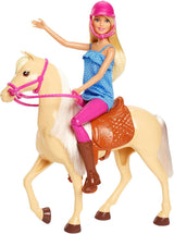 Păpușă Barbie și jucărie cu cal, accesorii pentru călărie, include 1 păpușă și 1 cal, potrivită ca și cadou pentru copiii cu vârsta de 3 ani și peste, FXH13