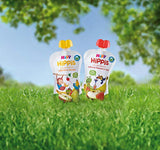 HiPP Organic pentru Copii HiPPiS Căpșuni-Banană în Măr - Theo Toucan, 100g